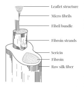Composition of a raw silk fiber
